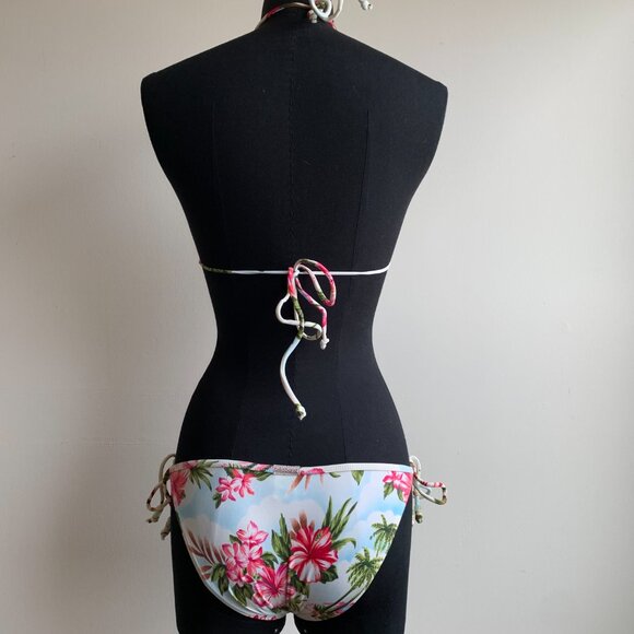 Billabong surf BLUE CRUSH Vintage bikini floral beaded triangle low rise RARE - Picture 7 of 8